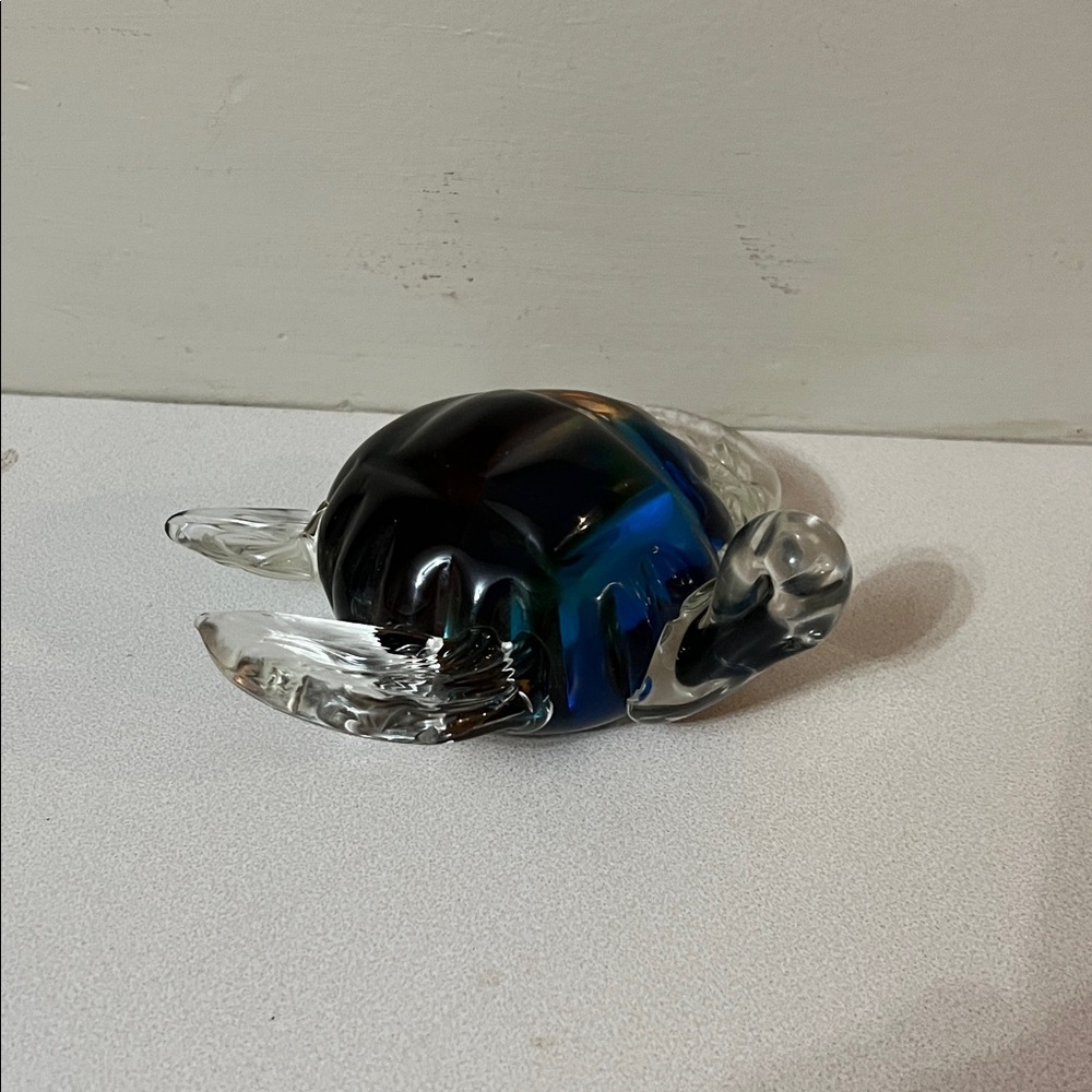 Dynasty gallery Glass Turtle Figurine multi color in clear base NWOT